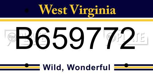 B659772 West Virginia License Plate