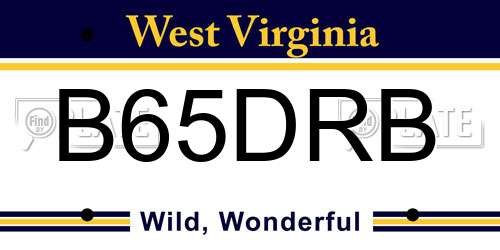 B65DRB West Virginia License Plate