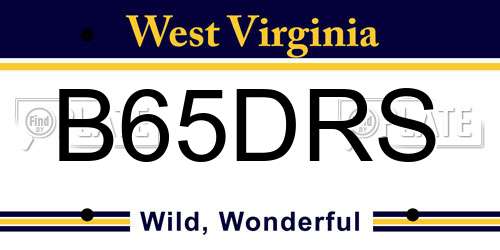 B65DRS West Virginia License Plate