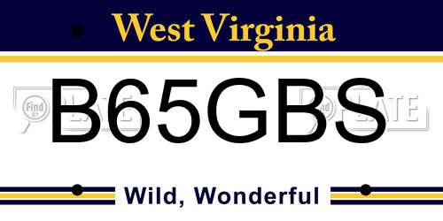 B65GBS West Virginia License Plate
