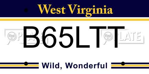 B65LTT West Virginia License Plate