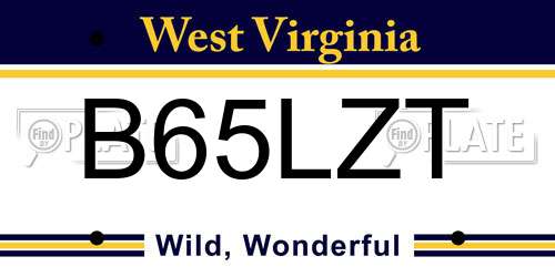 B65LZT West Virginia License Plate