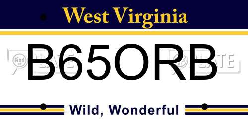 B65ORB West Virginia License Plate