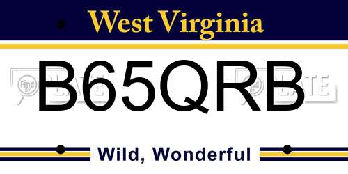 B65QRB West Virginia License Plate