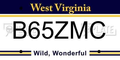 B65ZMC West Virginia License Plate