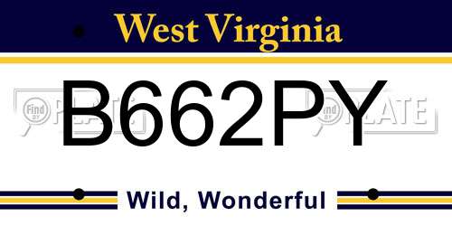 B662PY West Virginia License Plate