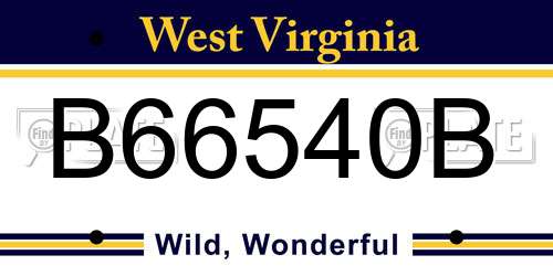 B66540B West Virginia License Plate