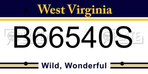 B66540S West Virginia License Plate