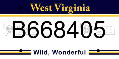 B668405 West Virginia License Plate