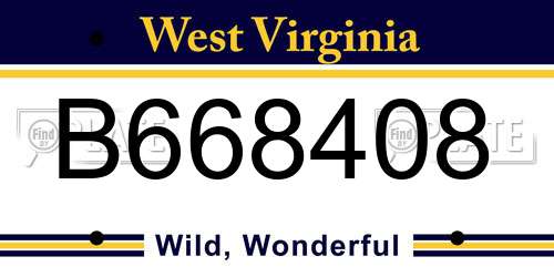 B668408 West Virginia License Plate