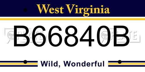 B66840B West Virginia License Plate