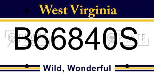B66840S West Virginia License Plate