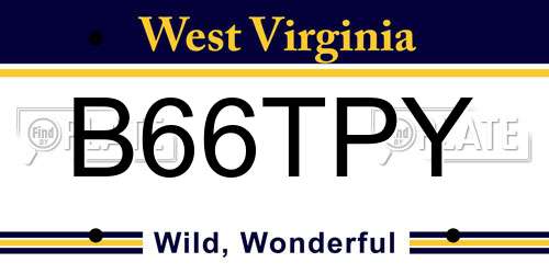 B66TPY West Virginia License Plate