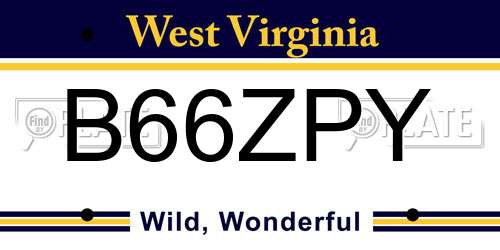 B66ZPY West Virginia License Plate