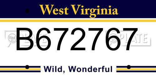 B672767 West Virginia License Plate