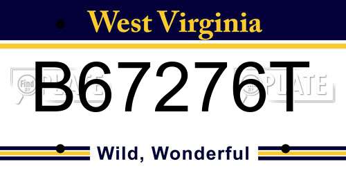 B67276T West Virginia License Plate