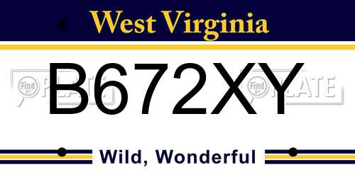 B672XY West Virginia License Plate