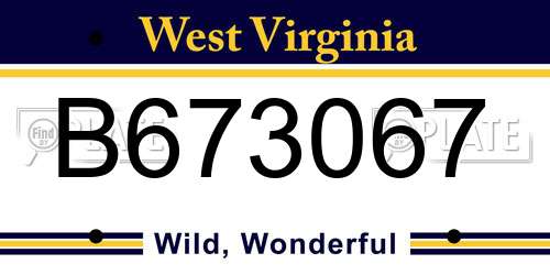 B673067 West Virginia License Plate