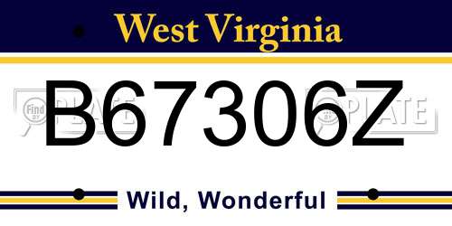 B67306Z West Virginia License Plate