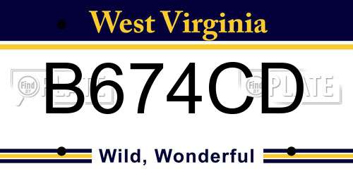 B674CD West Virginia License Plate