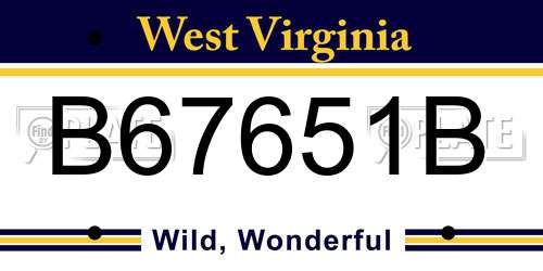 B67651B West Virginia License Plate