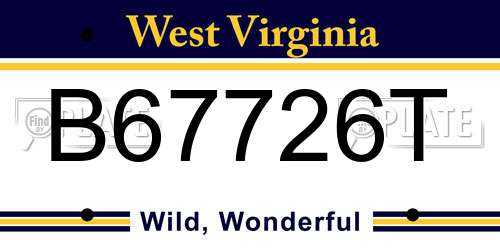 B67726T West Virginia License Plate