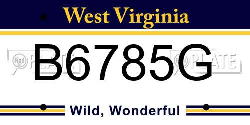 B6785G West Virginia License Plate
