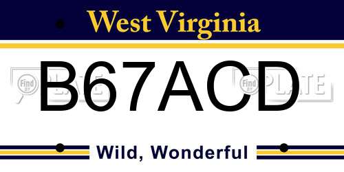 B67ACD West Virginia License Plate