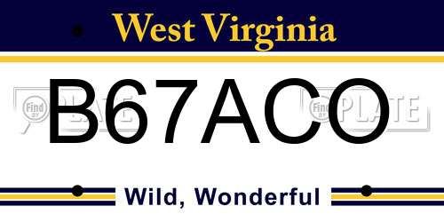 B67ACO West Virginia License Plate