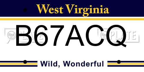 B67ACQ West Virginia License Plate