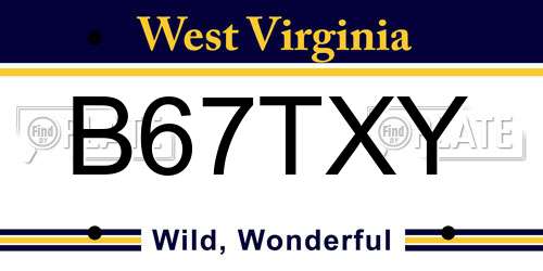 B67TXY West Virginia License Plate