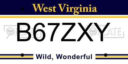 B67ZXY West Virginia License Plate