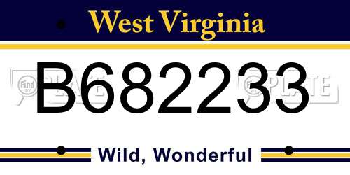 B682233 West Virginia License Plate
