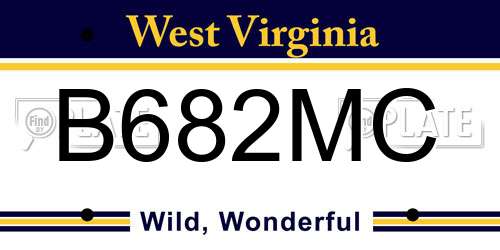 B682MC West Virginia License Plate