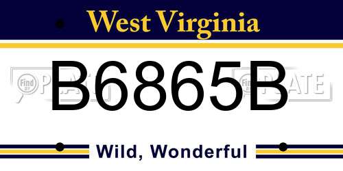 B6865B West Virginia License Plate