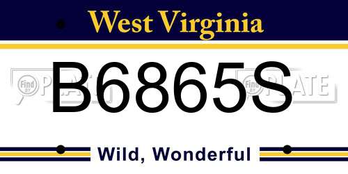 B6865S West Virginia License Plate