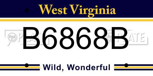 B6868B West Virginia License Plate