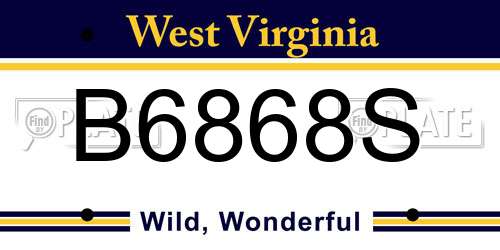B6868S West Virginia License Plate