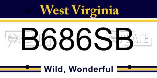 B686SB West Virginia License Plate