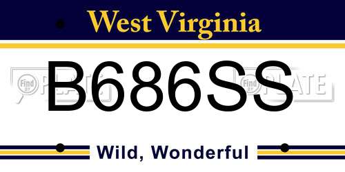B686SS West Virginia License Plate