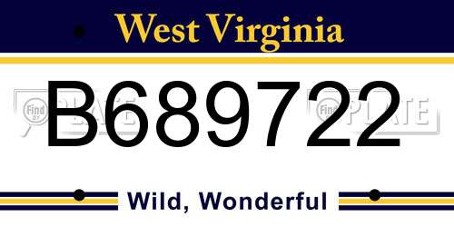 B689722 West Virginia License Plate