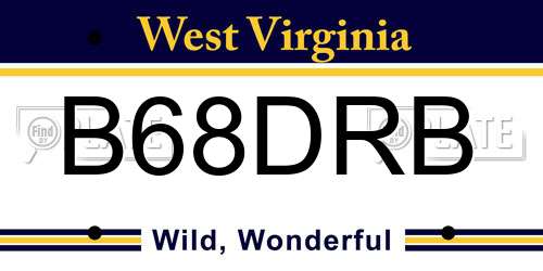 B68DRB West Virginia License Plate