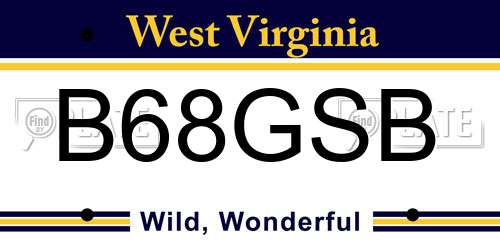 B68GSB West Virginia License Plate