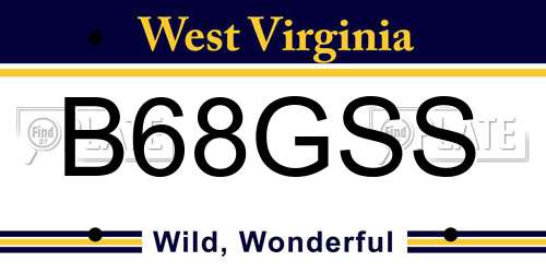 B68GSS West Virginia License Plate