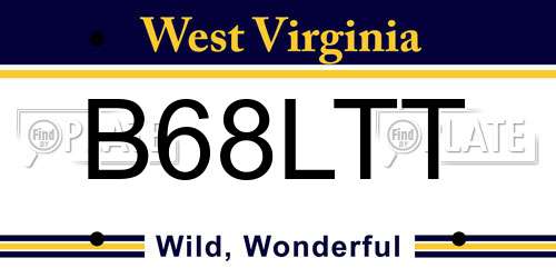 B68LTT West Virginia License Plate