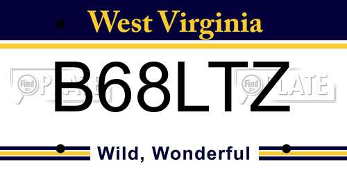 B68LTZ West Virginia License Plate