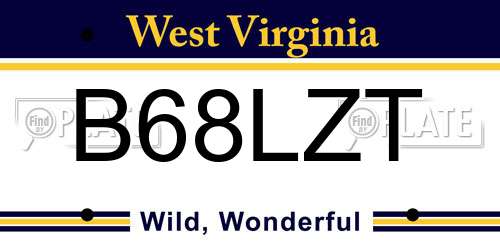 B68LZT West Virginia License Plate