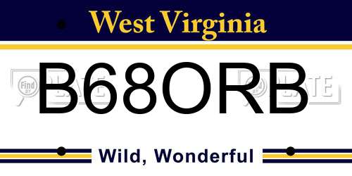 B68ORB West Virginia License Plate