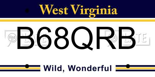 B68QRB West Virginia License Plate