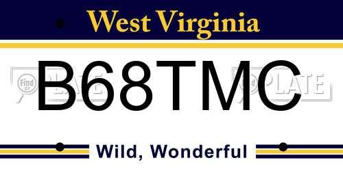 B68TMC West Virginia License Plate